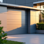 Porte de garage sectionnelle d'un fabricant français sur une maison contemporaine